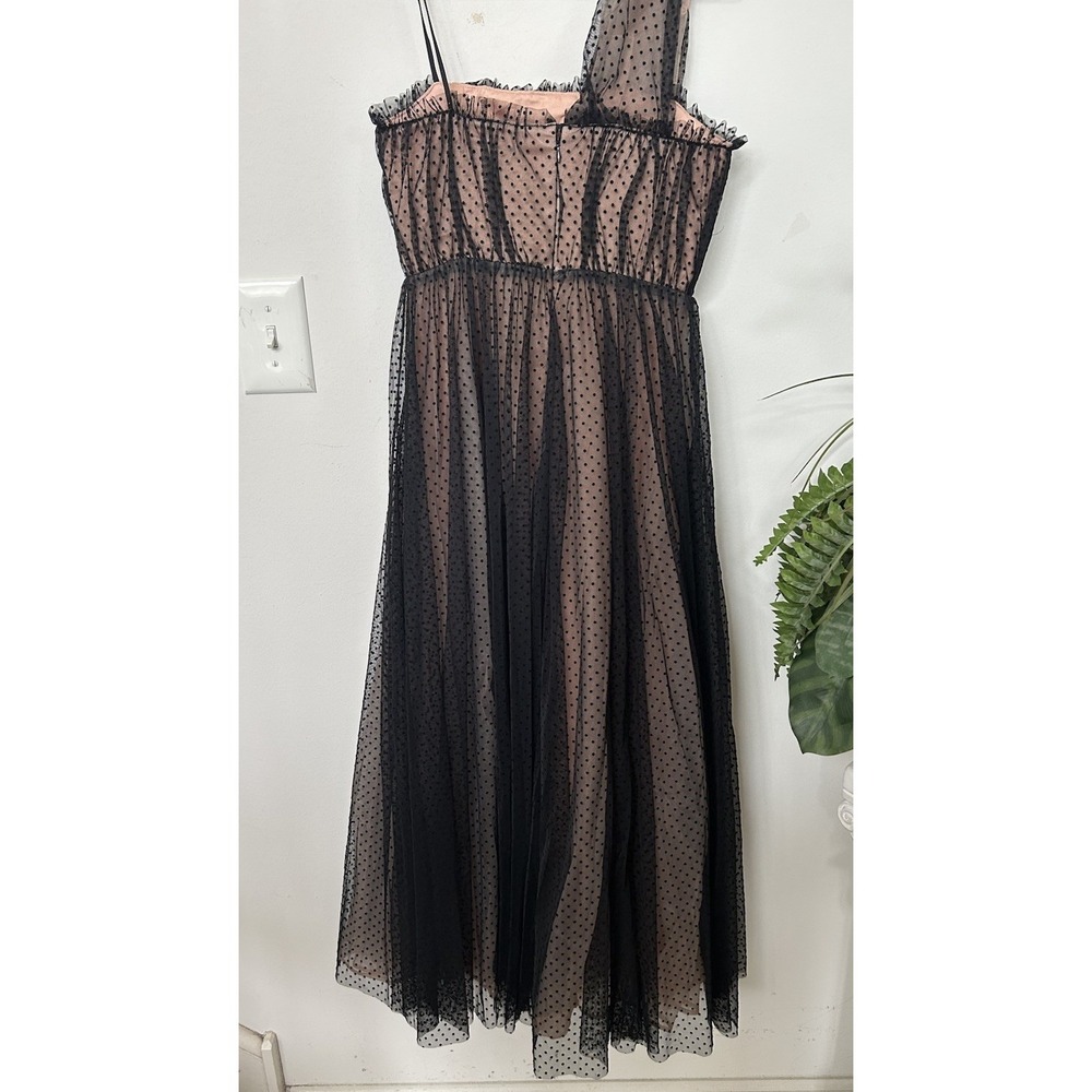 NWT Anthropologie Tulle Dot Maxi Dress One Shoulder Black Nude Size 0 MRSP $220 - Picture 7 of 12